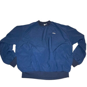 Vtg Turfer TETLEY Embroidered Mens XL Navy VNeck Windbreaker Jacket Pullover USA